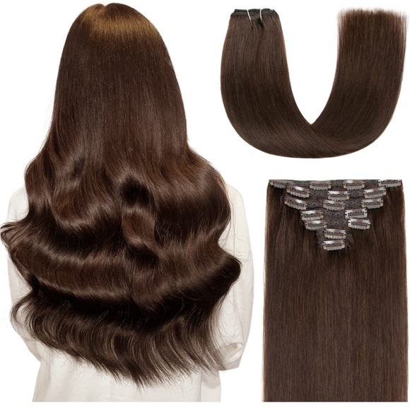 18in #2 Clip in Hair Extensions 100% Real Human Hair 18 inches